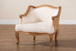 bali & pari Sylvestra Traditional French Beige Fabric and Honey Oak Finished Wood Low Seat Accent Chair FredCo