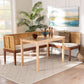 bali & pari Tabanan Modern Bohemian Natural Brown Rattan and Brown Acacia Wood 3-Piece Dining Nook set FredCo