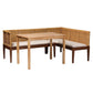 bali & pari Tabanan Modern Bohemian Natural Brown Rattan and Brown Acacia Wood 3-Piece Dining Nook set FredCo