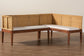 bali & pari Tabanan Modern Bohemian Nautral Brown Rattan and Brown Acacia Wood 2-Piece Dining Nook Banquette Set FredCo