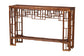 Modern bamboo console table with geometric lattice design, furniture from FredCo International
