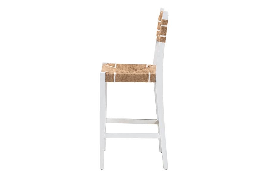 bali & pari Talli Bohemian Paper Loom and White Mahogany Wood Bar Stool FredCo