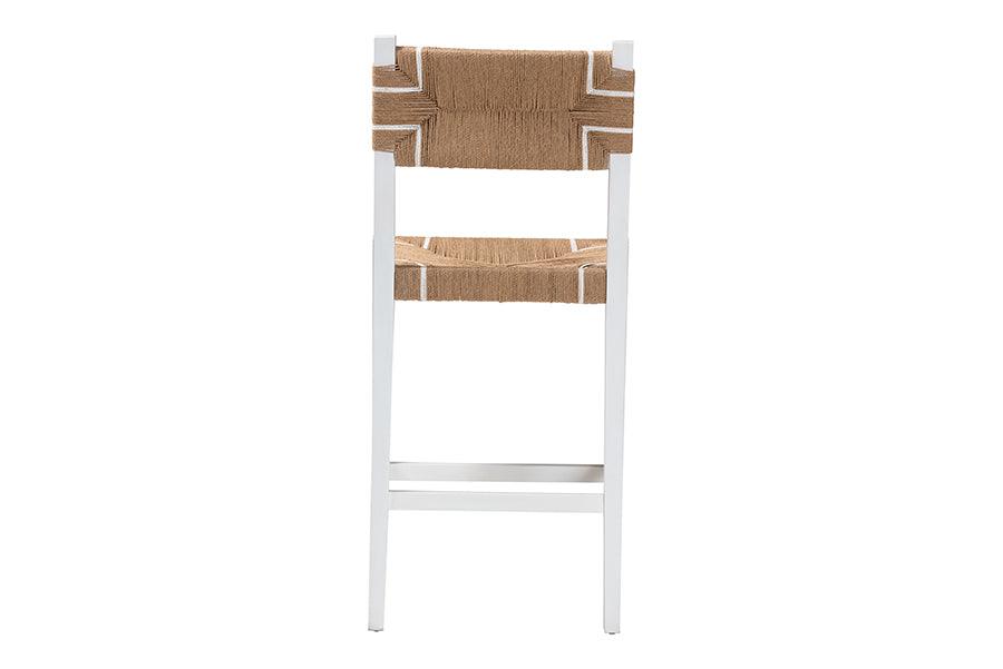 bali & pari Talli Bohemian Paper Loom and White Mahogany Wood Bar Stool FredCo