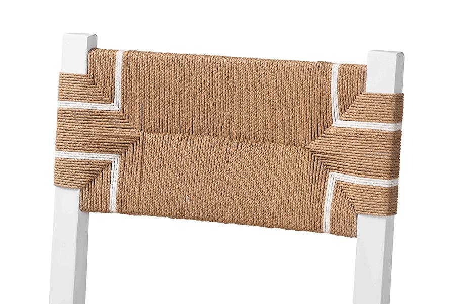 bali & pari Talli Bohemian Paper Loom and White Mahogany Wood Bar Stool FredCo