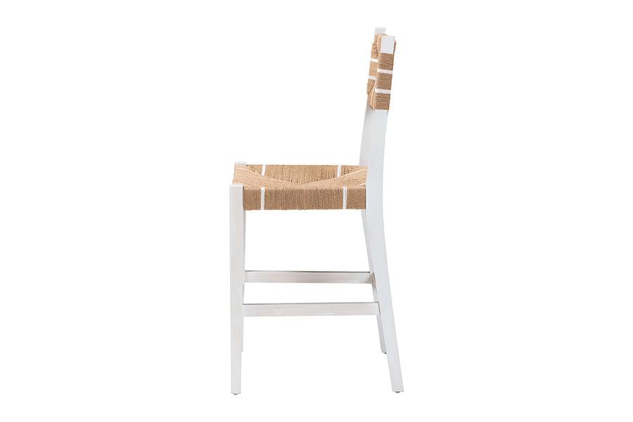 bali & pari Talli Bohemian Paper Loom and White Mahogany Wood Counter Stool FredCo