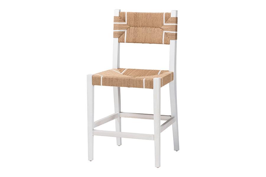 bali & pari Talli Bohemian Paper Loom and White Mahogany Wood Counter Stool FredCo