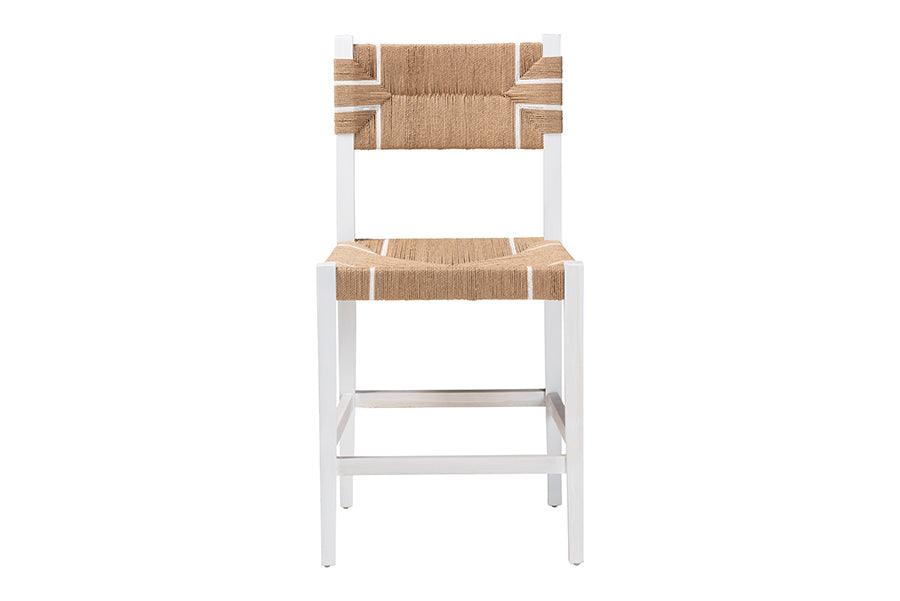 bali & pari Talli Bohemian Paper Loom and White Mahogany Wood Counter Stool FredCo