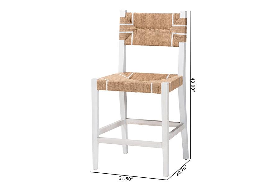bali & pari Talli Bohemian Paper Loom and White Mahogany Wood Counter Stool FredCo