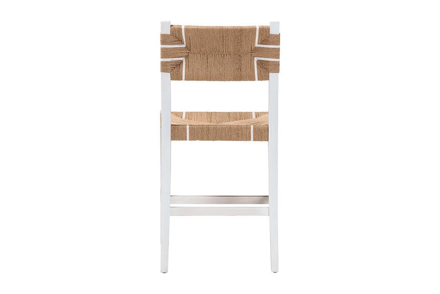 bali & pari Talli Bohemian Paper Loom and White Mahogany Wood Counter Stool FredCo