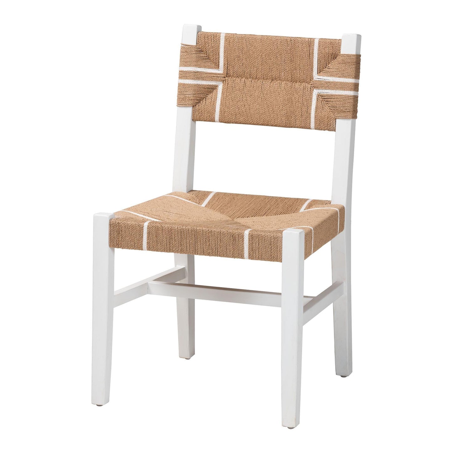 bali & pari Talli Bohemian Paper Loom and White Mahogany Wood Dining Chair FredCo
