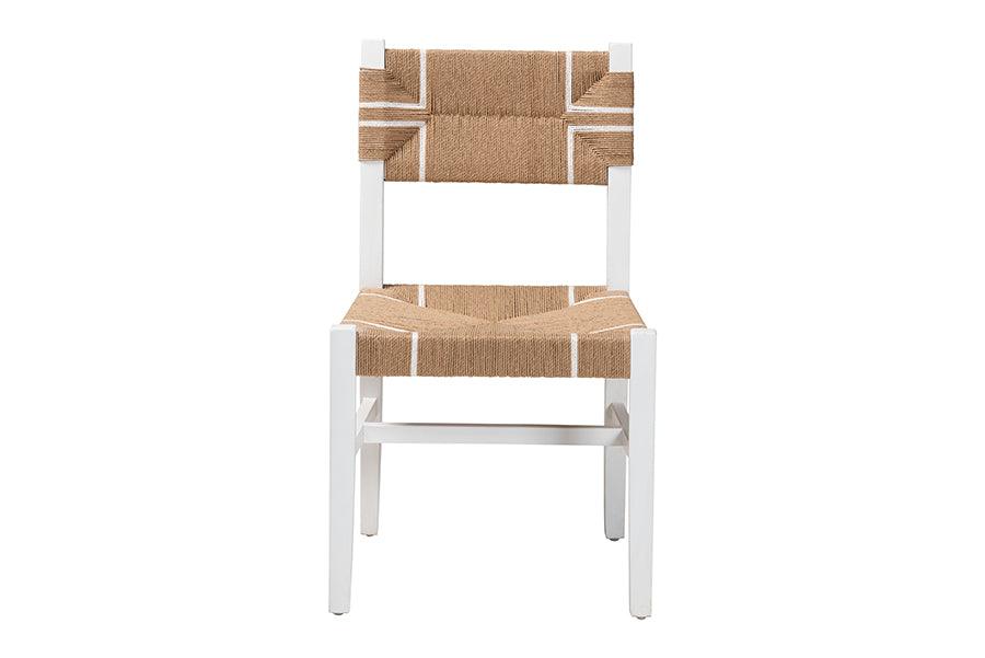 bali & pari Talli Bohemian Paper Loom and White Mahogany Wood Dining Chair FredCo