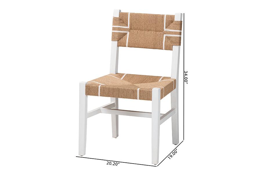bali & pari Talli Bohemian Paper Loom and White Mahogany Wood Dining Chair FredCo