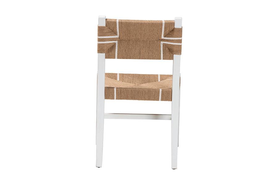 bali & pari Talli Bohemian Paper Loom and White Mahogany Wood Dining Chair FredCo