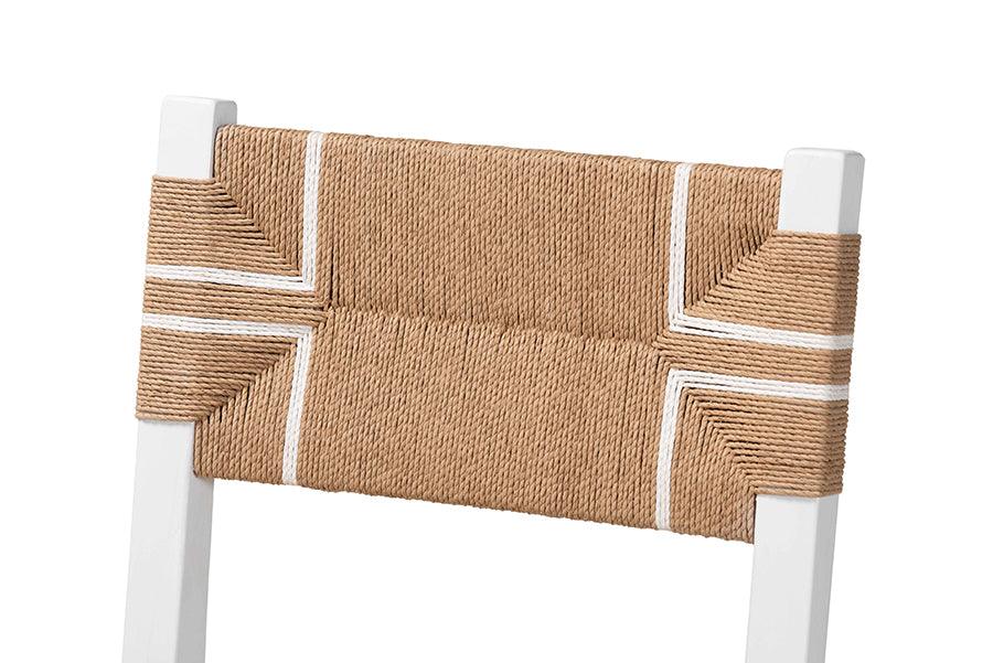 bali & pari Talli Bohemian Paper Loom and White Mahogany Wood Dining Chair FredCo