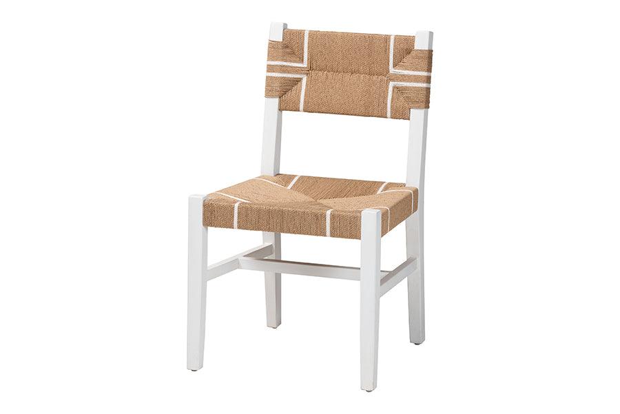 bali & pari Talli Bohemian Paper Loom and White Mahogany Wood Dining Chair FredCo