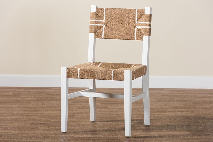 bali & pari Talli Bohemian Paper Loom and White Mahogany Wood Dining Chair FredCo
