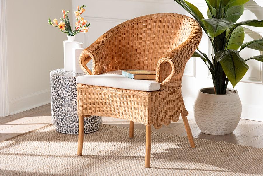 bali & pari Tamara Bohemian Braided Honey Rattan Dining Chair FredCo