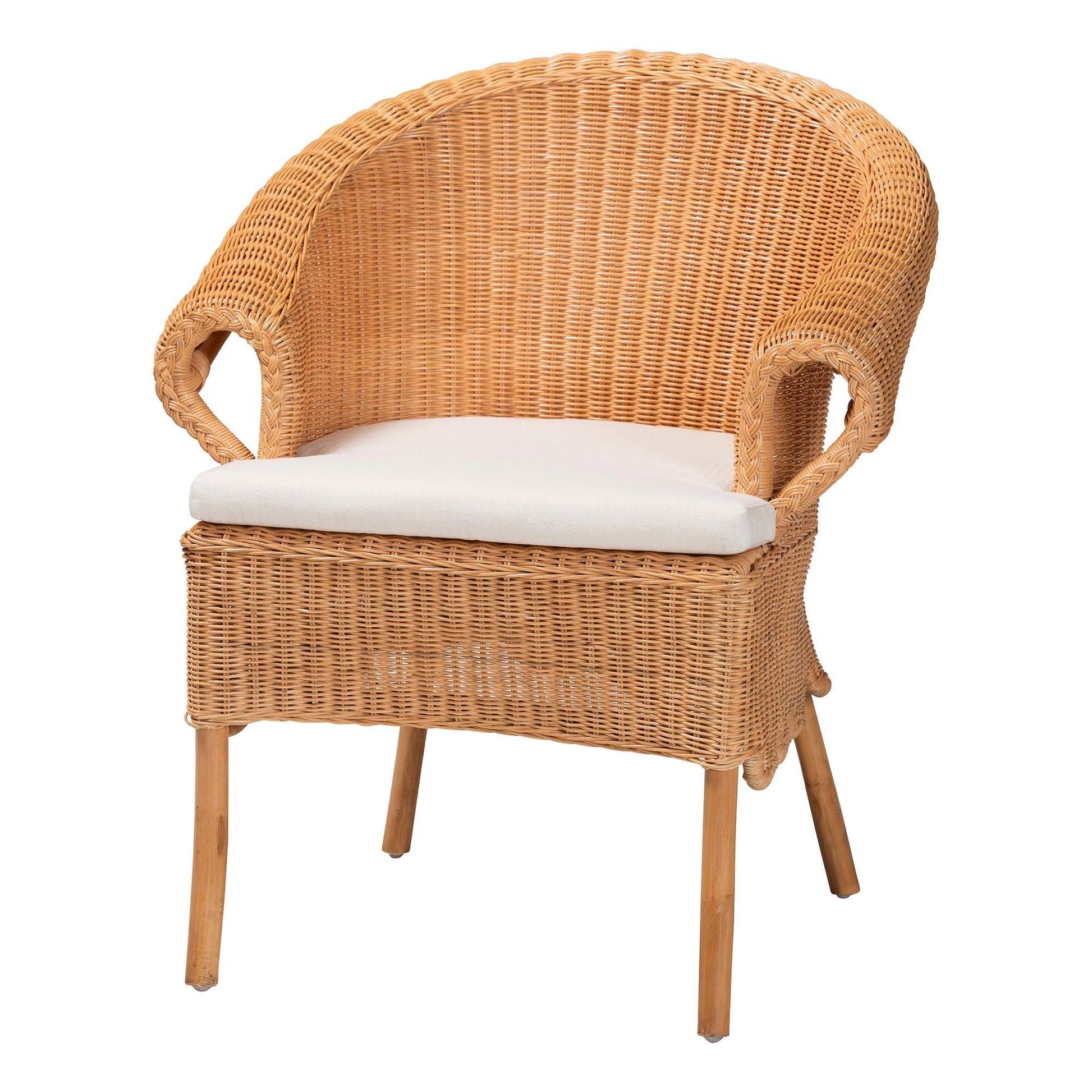 bali & pari Tamara Bohemian Braided Honey Rattan Dining Chair FredCo