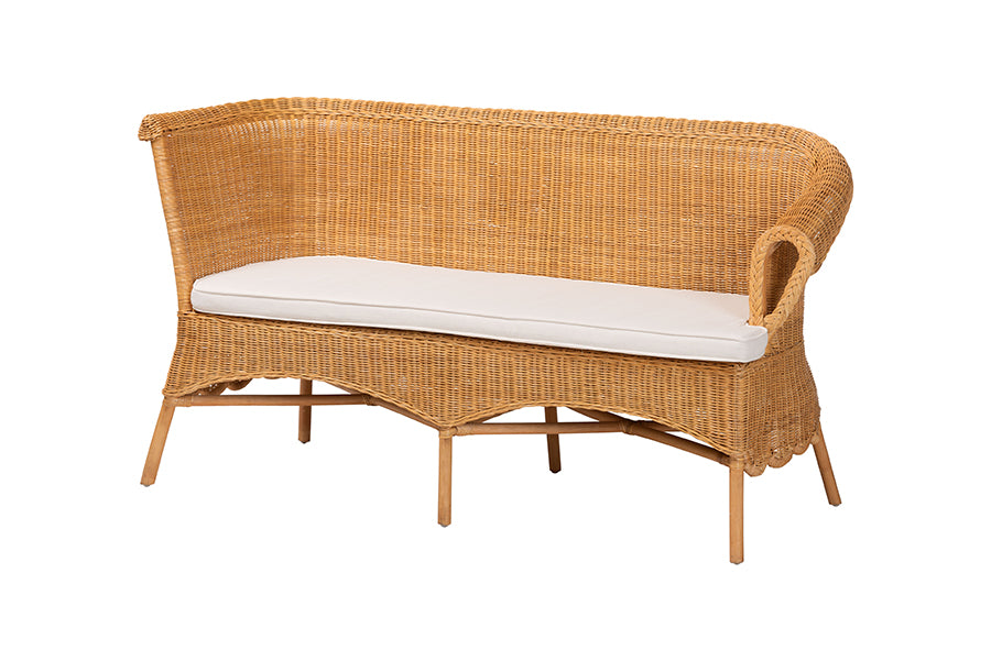 bali & pari Tamara Bohemian Light Honey Rattan 2-Piece Dining Nook Bench Set FredCo