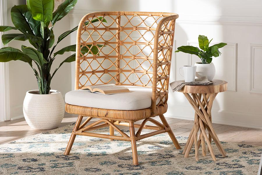 bali & pari Tania Bohemian Light Honey Rattan Accent Chair FredCo
