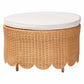 bali & pari Teresa Bohemian Light Honey Scalloped Rattan Ottoman FredCo