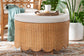 bali & pari Teresa Bohemian Light Honey Scalloped Rattan Ottoman FredCo