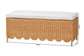 bali & pari Teresa Bohemian Light Honey Scalloped Rattan Ottoman Bench FredCo