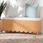 bali & pari Teresa Bohemian Light Honey Scalloped Rattan Ottoman Bench FredCo