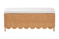 bali & pari Teresa Bohemian Light Honey Scalloped Rattan Ottoman Bench FredCo