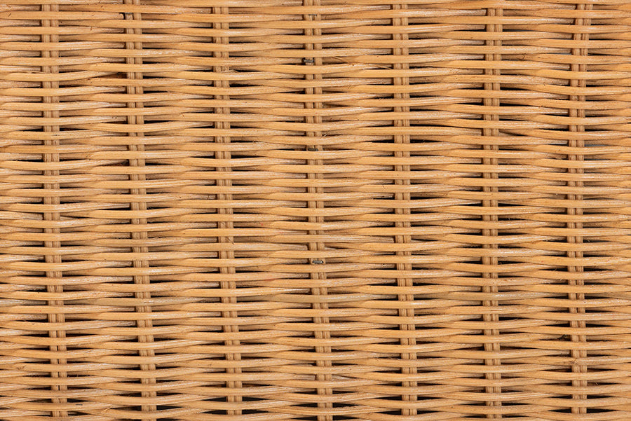 Bali & Pari Teresa Twin Natural Rattan Daybed – Handwoven Scalloped Sofa Bed Frame with Lattice Back, Coastal Boho Style FredCo
