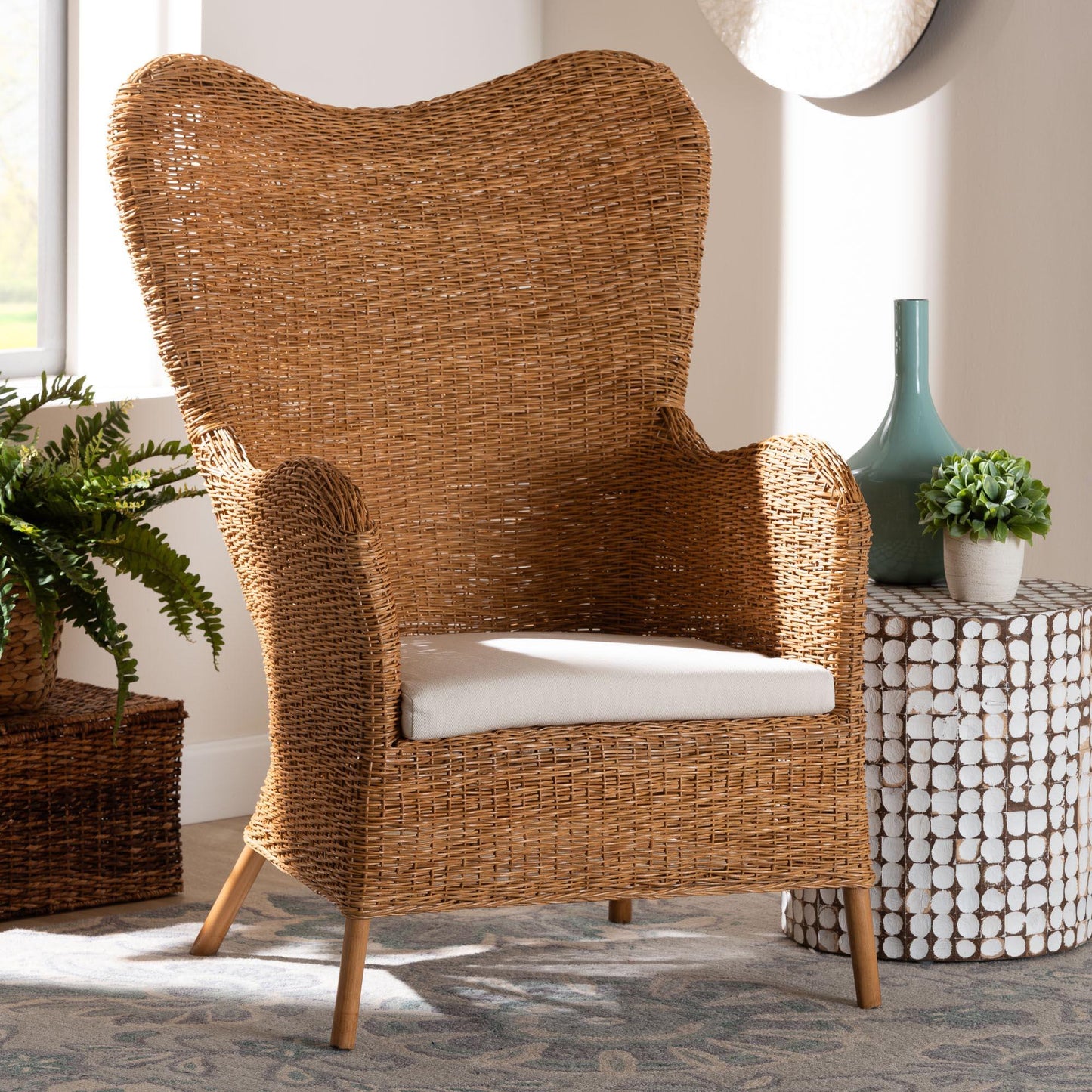 bali & pari Terra Bohemian Light Honey Rattan Arm Chair FredCo