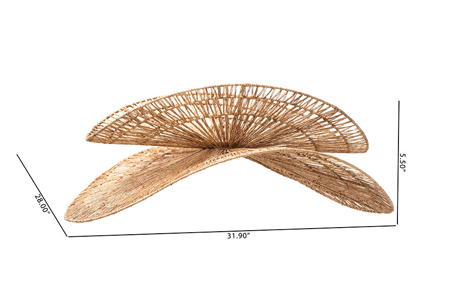 bali & pari Theanna Woven Jute Pendant Lampshade - Handwoven Boho Floral Light Fixture, Natural Wicker Ceiling Shade FredCo