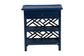 bali & pari Tiaret Natural Rattan Nightstand with Drawer and Shelves - Chippendale-Style Bedside Table for Bedroom or Coastal Living Spaces, Blue FredCo