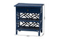 bali & pari Tiaret Natural Rattan Nightstand with Drawer and Shelves - Chippendale-Style Bedside Table for Bedroom or Coastal Living Spaces, Blue FredCo