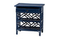bali & pari Tiaret Natural Rattan Nightstand with Drawer and Shelves - Chippendale-Style Bedside Table for Bedroom or Coastal Living Spaces, Blue FredCo