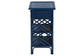 bali & pari Tiaret Natural Rattan Nightstand with Drawer and Shelves - Chippendale-Style Bedside Table for Bedroom or Coastal Living Spaces, Blue FredCo