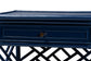 bali & pari Tiaret Natural Rattan Nightstand with Drawer and Shelves - Chippendale-Style Bedside Table for Bedroom or Coastal Living Spaces, Blue FredCo