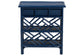 bali & pari Tiaret Natural Rattan Nightstand with Drawer and Shelves - Chippendale-Style Bedside Table for Bedroom or Coastal Living Spaces, Blue FredCo