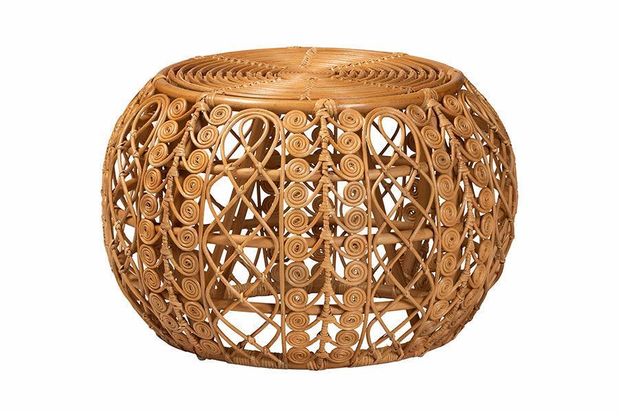 bali & pari Tiramisu Modern Bohemian Natural Brown Rattan Coffee Table FredCo