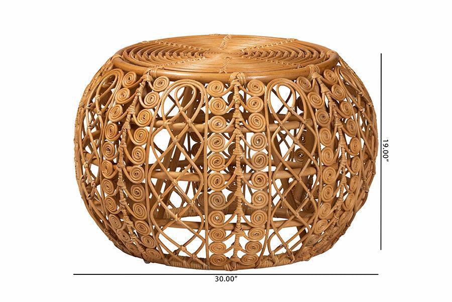 bali & pari Tiramisu Modern Bohemian Natural Brown Rattan Coffee Table FredCo