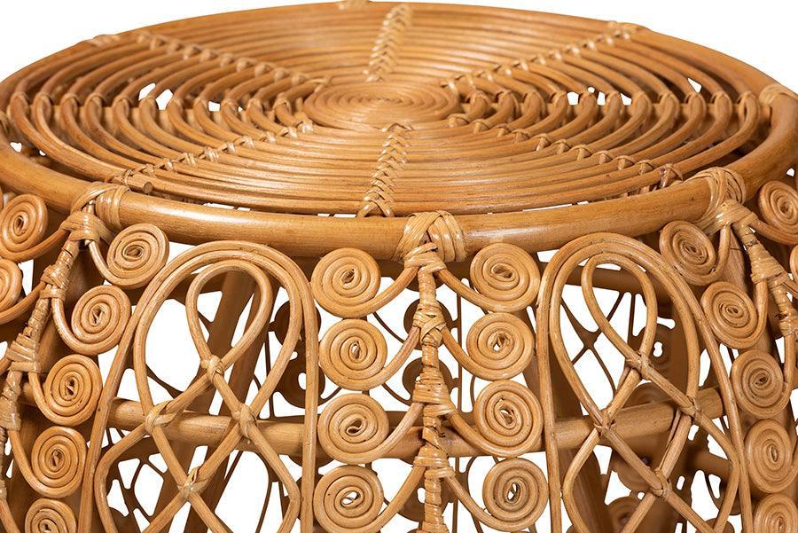 bali & pari Tiramisu Modern Bohemian Natural Brown Rattan Coffee Table FredCo