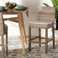 bali & pari Toby Modern Bohemian Grey Kubu Rattan and Rustic Taupe Finished Mahogany Wood Counter Stool FredCo