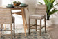 bali & pari Toby Modern Bohemian Grey Kubu Rattan and Rustic Taupe Finished Mahogany Wood Counter Stool FredCo