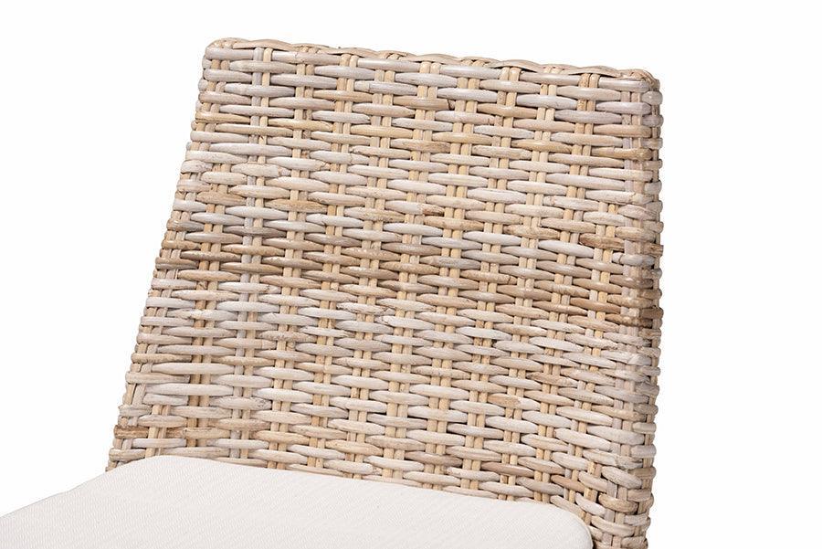 bali & pari Toby Modern Bohemian Grey Kubu Rattan and Rustic Taupe Finished Mahogany Wood Counter Stool FredCo