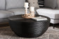 bali & pari Tokyo Laminated Natural Rattan Coffee Table - Handcrafted Bowl-Shaped Center Table for Living Room, Coastal Boho Style Furniture in Black FredCo