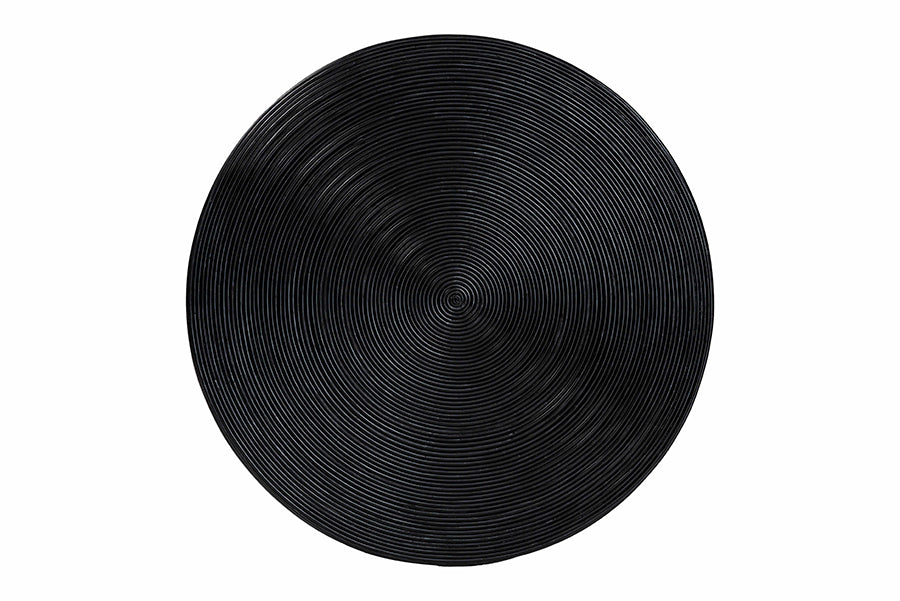 bali & pari Tokyo Laminated Natural Rattan Coffee Table - Handcrafted Bowl-Shaped Center Table for Living Room, Coastal Boho Style Furniture in Black FredCo