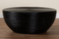 bali & pari Tokyo Laminated Natural Rattan Coffee Table - Handcrafted Bowl-Shaped Center Table for Living Room, Coastal Boho Style Furniture in Black FredCo