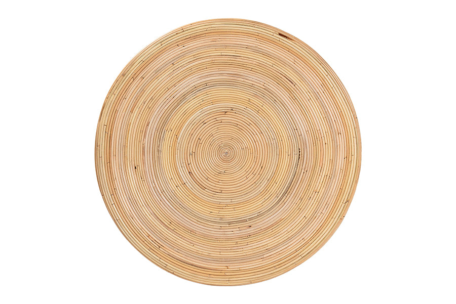bali & pari Tokyo Laminated Natural Rattan Coffee Table - Handcrafted Bowl-Shaped Center Table for Living Room, Coastal Boho Style Furniture in Natural Brown FredCo