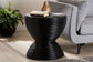 bali & pari Tokyo Laminated Natural Rattan Side Table - Hourglass Accent Table with Modern Sculptural Design, Boho Chic Style for Living Room or Bedroom, Black FredCo
