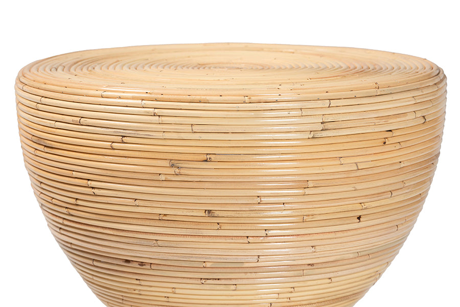 bali & pari Tokyo Laminated Natural Rattan Side Table - Hourglass Accent Table with Modern Sculptural Design, Boho Chic Style for Living Room or Bedroom, Natural FredCo